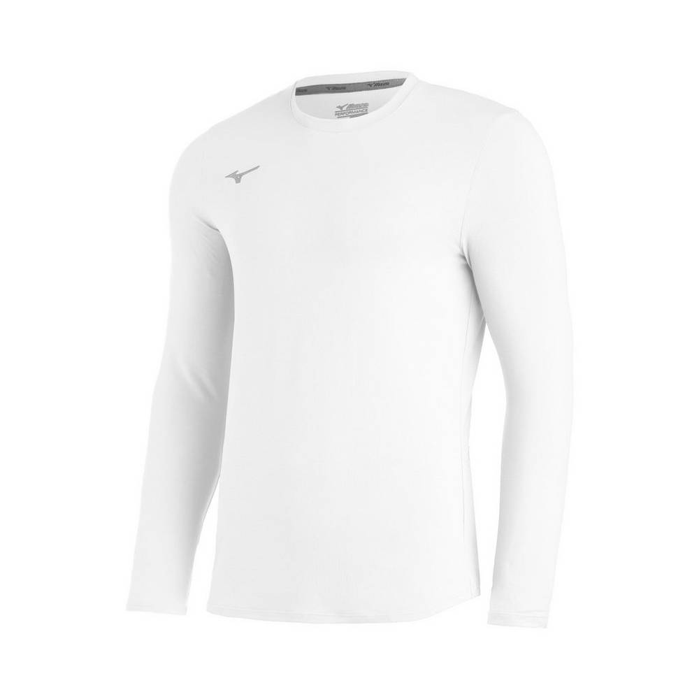 Panske Treningove Oblecenie Mizuno Comp Diamond Long Sleeve Crew Baseball Biele Vypredaj UKGL97168